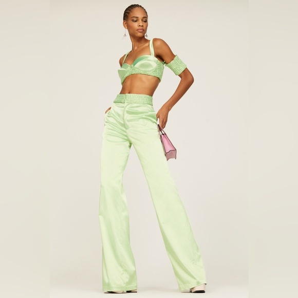 Aliette Green Silk Pants GUC - Picture 1 of 14